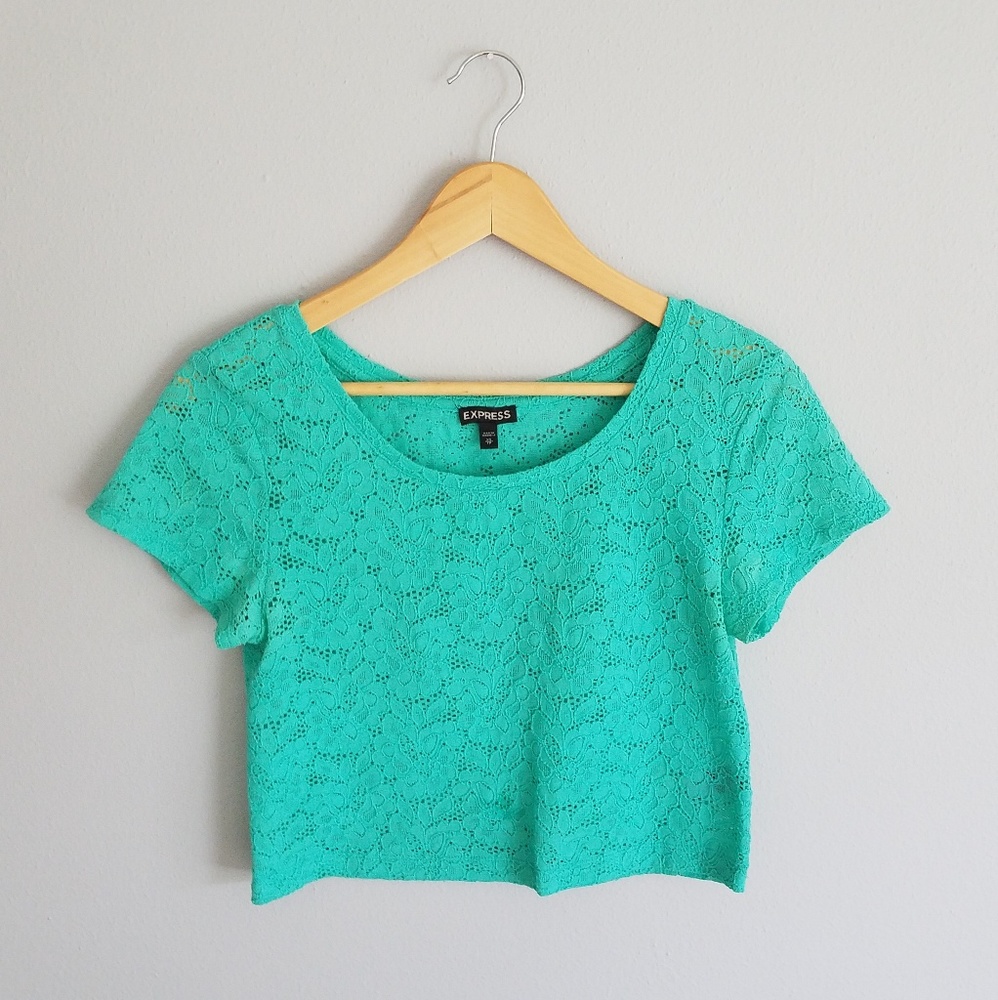 Express Mint Floral Crop Top NWOT
